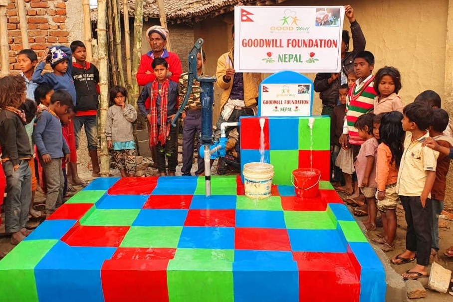 bell with electric pump and two water tap